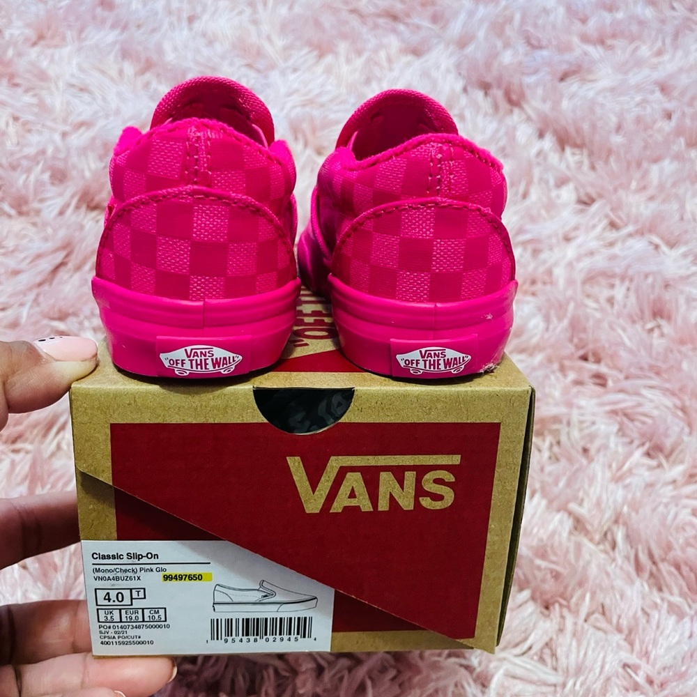 Toddler Vans Size 4 Classic Slip-On Mono Check Pink Glo